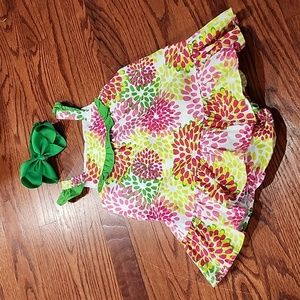 6/9 month dress with panties Lilybird. With green headband